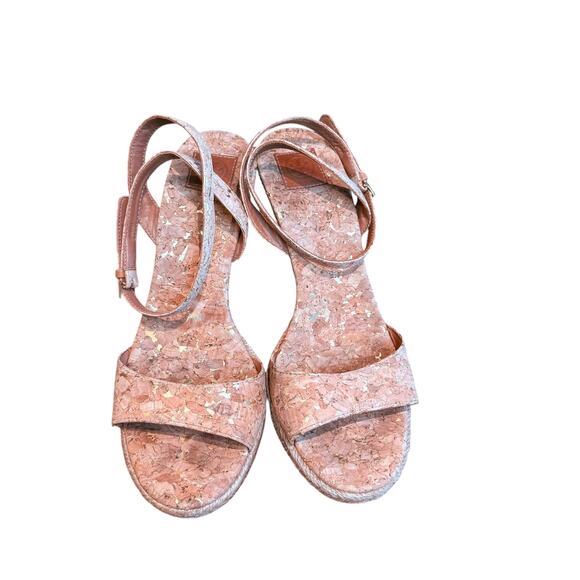 Tory Burch Marion Metallic Tan Cork Espadrille Wedges Size 8M Made in Brazil - Picture 2 of 9